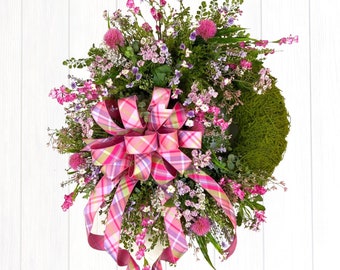 Spring Wreath, Summer Wreath, Spring Wreath for Front Door, Summer Wreath for Front Door, Mother's Day Wreath, Pink Purple and White Wreath
