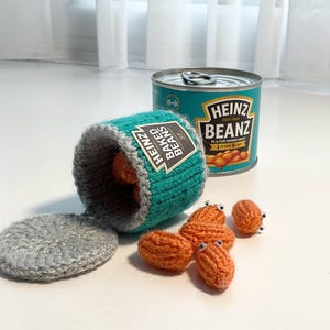 Hand knitted can of baked beans