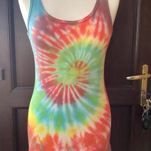 Tie dye ladies tank top vest multicolour spiral & other styles available