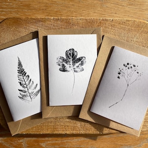 Botanische Monoprint Karten - 3er Pack - Minimalistische Karten