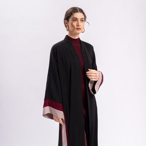 Black Stripe Open Abaya