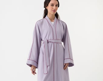 Abaya z lnu bawełnianego w kolorze liliowym