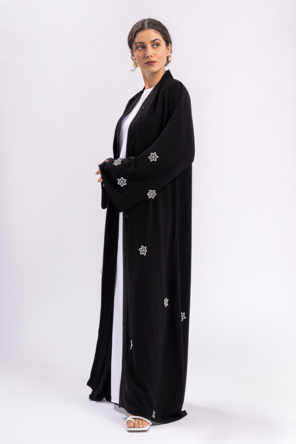 Black abaya with belt deals