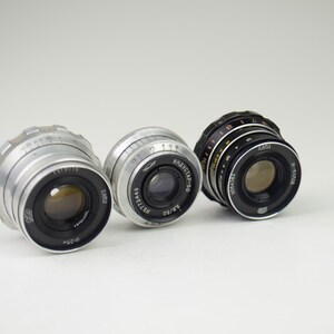 Industar I-26M f2,8 F=52 mm, Industar-50 f3,5 F=50 mm, Industar-61 f2,8 F=52 mm for SLR camera. 3 in 1 .Vintage USSR lenses for mount M39