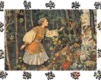 Wooden Jigsaw Puzzles For Adults - Fantasy Art - (250-500 pieces) - Fairytale Puzzle for Kids-Fantasy Gifts - Whimsy Shapes F36