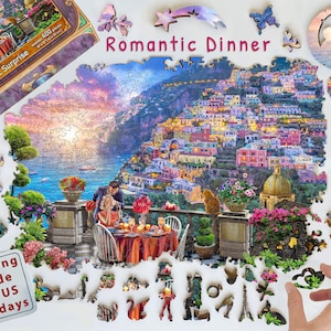 Wooden Jigsaw Puzzles For Adults - Romantic Surprise Love, Positano Italy (400 Piece Wooden Jigsaw Puzzle) - Gifts for Valentines Day - #019