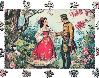 Wooden Jigsaw Puzzles For Adults - Blossoms of Love -(250-500 pieces) - Fairytale Puzzle for Kids-Fantasy Gifts-Whimsy Shapes F9