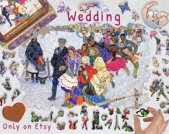 Wedding in the Village -Wooden Jigsaw Puzzles For Adults -by Tetyana Yablonska (400-200 Piece Wooden Jigsaw Puzzle) - Ukrainian Seller -FA10