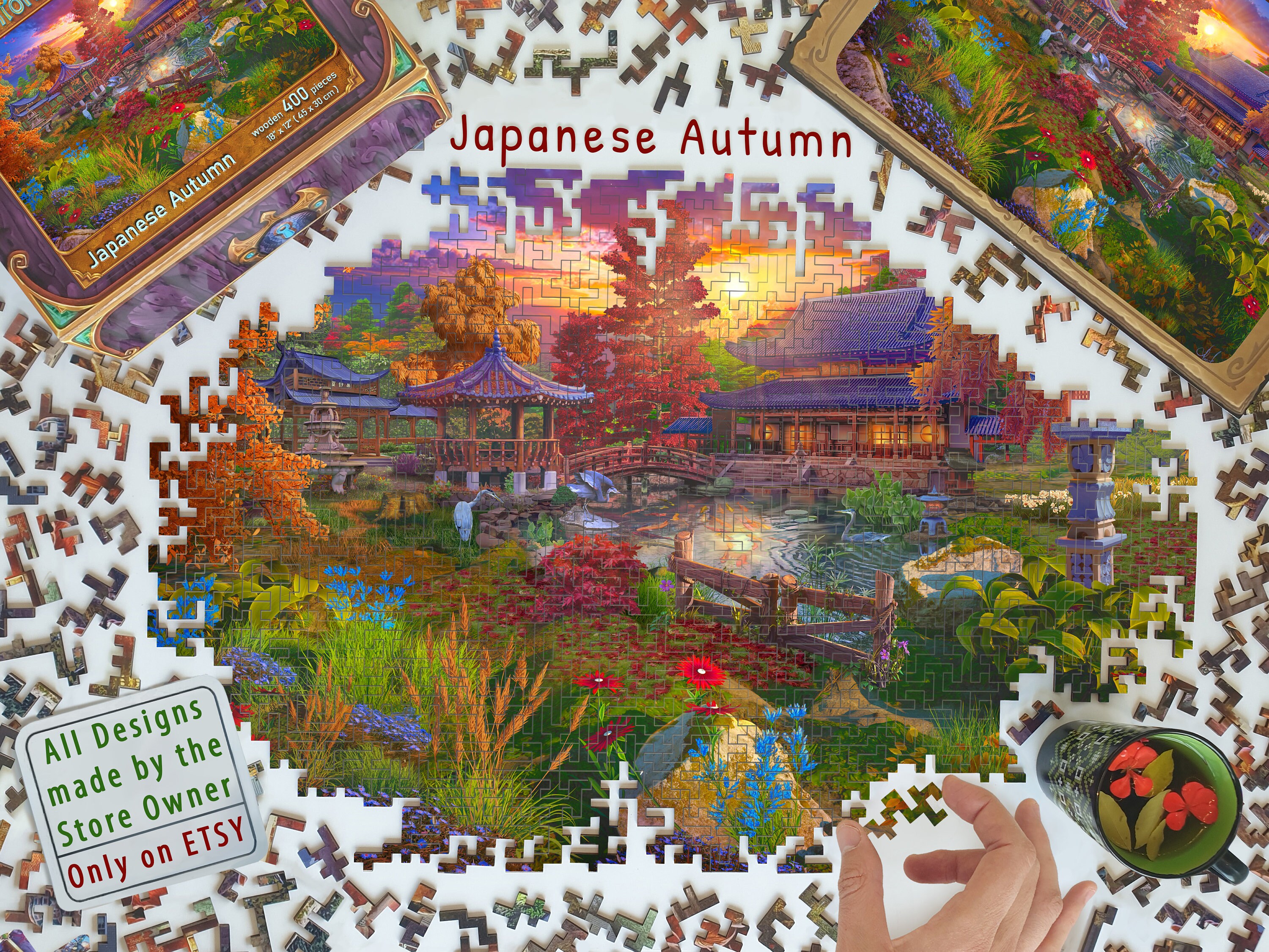 Wooden Jigsaw Puzzles for Adults - Japan Park, Japanese Nature