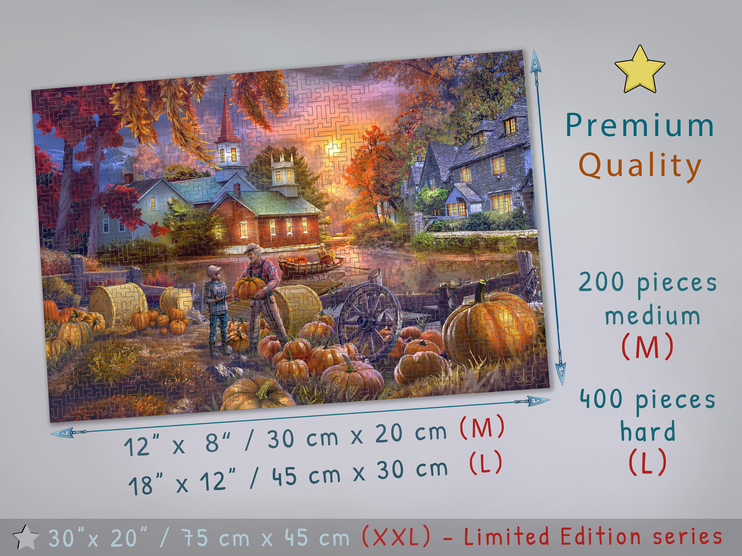 Wooden Jigsaw Puzzles for Adults Harvest Pumpkins Autumn | Etsy