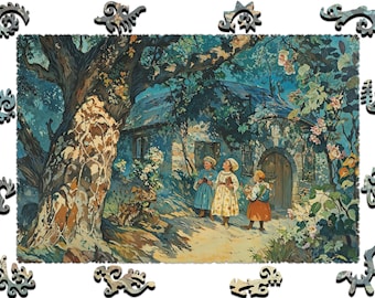 Wooden Jigsaw Puzzles For Adults - A Conversation among Petals -(250-500 pieces) - Fairytale Puzzle for Kids-Fantasy Gifts-Whimsy Shapes F54
