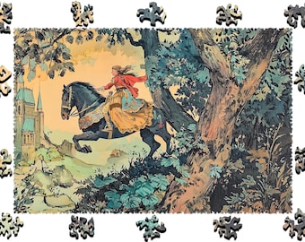 Wooden Jigsaw Puzzles For Adults - Brave Cossack Maiden - (250-500 pieces) - Fairytale Puzzle for Kids - Fantasy Gifts - Whimsy Shapes F6
