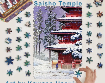 Templo Saisho en Hirosaki, rompecabezas para adultos, obra de arte japonesa de Kawase Hasui, rompecabezas de madera de 400 piezas de primera calidad, difícil