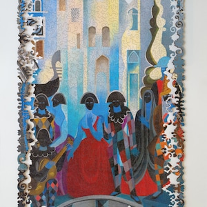 Carnival in Venice - Wooden Jigsaw Puzzle For Adults by Oleksandra Ekster - Traditional Fine Art Puzzle - Ukrainian Collection Artists FA15