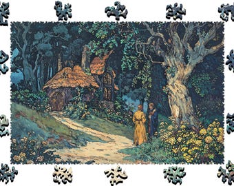 Wooden Jigsaw Puzzles For Adults - The Secret of the Old Oak - (250-500 pieces) - Fairytale Puzzle for Kids-Fantasy Gifts-Whimsy Shapes F42