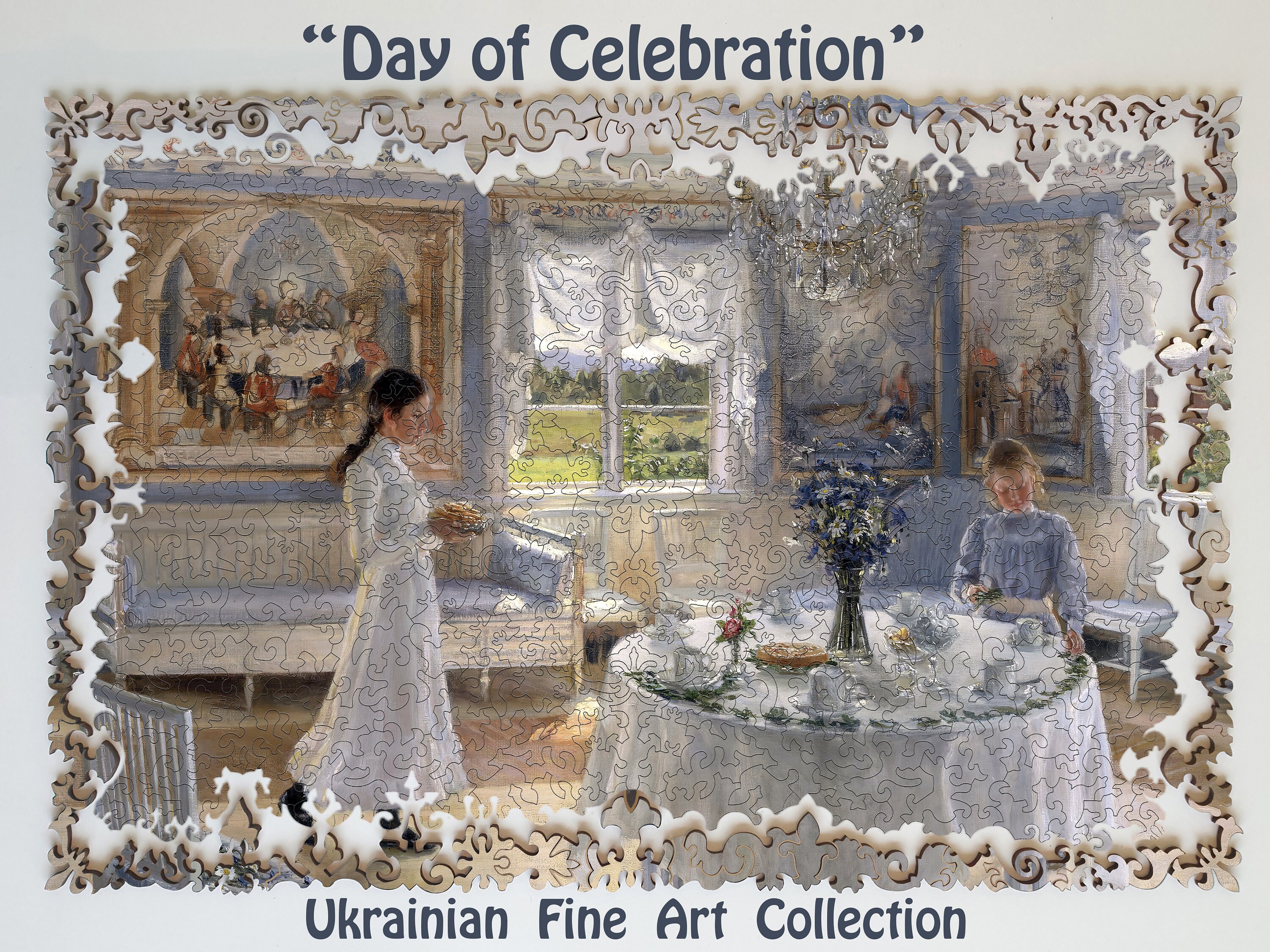 Wooden Jigsaw Puzzle For Adults - Day of Celebration by Fanny Brate - Traditional Fine Art Puzzle - Ukrainian Collection Artists FA21