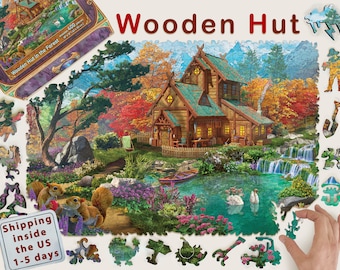 Wooden Jigsaw Puzzles For Adults - Wooden Hut in the Forest  (200-400 Piece Wooden Jigsaw Puzzle) - Gifts for Mother - #23