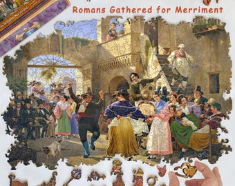 Wooden Jigsaw Puzzles For Adults - Romans Gathered for Merriment at an Osteria by Wilhelm Marstrand  - Danish Painter and illustrator - FA60