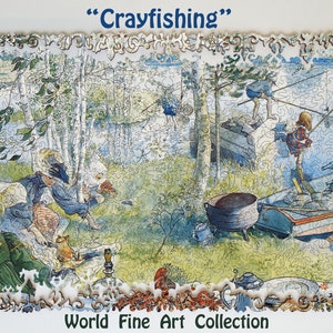 Crayfishing - Wooden Jigsaw Puzzle For Adults - by Carl Larsson - Traditional Fine Art Puzzle - World Artists FA28