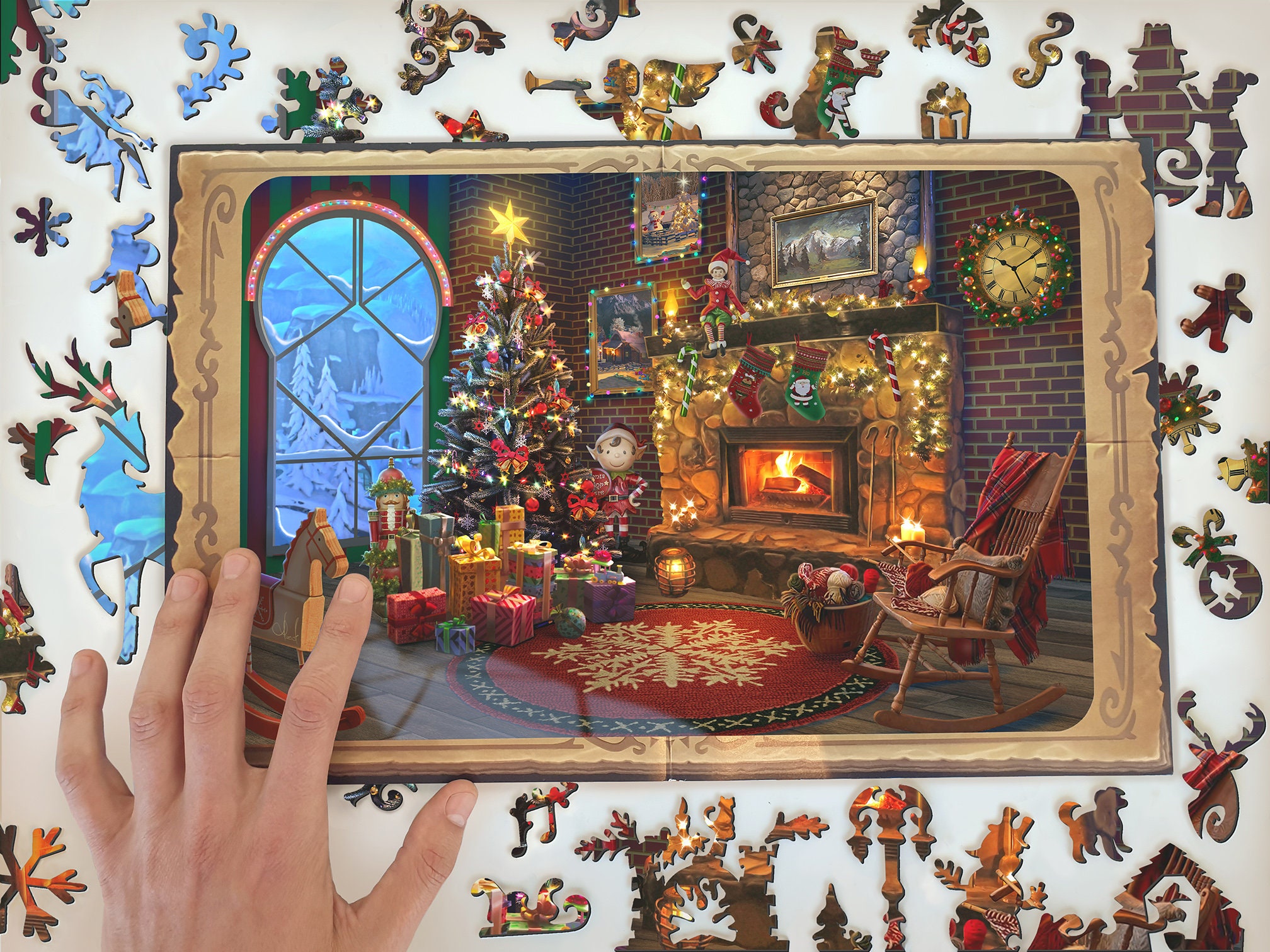 MasterPieces 1000 Piece Christmas Puzzle For Adults, Family, Or Kids -  Festive Fireplace - 19.25 x 26.75