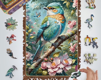 Wooden Jigsaw Puzzles For Adults - Bird on a Branch (250-500 pieces) - Nature Puzzle for Kids - Gifts for Women, wedding - Board Game #56