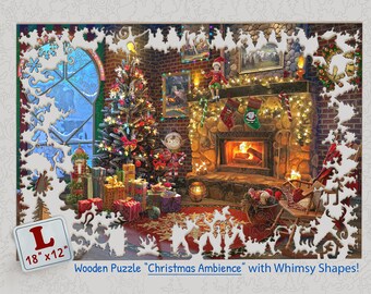 Christmas Jigsaw Puzzles For Adults - Christmas Fireplace Interior - 400 pcs - Family Gift for Christmas - Christmas Jigsaw Puzzles -#036