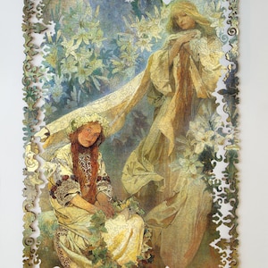 Wooden Jigsaw Puzzle For Adults - Madonna of the Lilies by Alphonse Mucha - Traditional Fine Art Puzzle - World Artists FA46