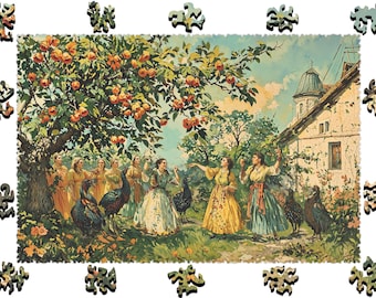 Wooden Jigsaw Puzzles For Adults - Peach Garden - (250-500 pieces) - Fairytale Puzzle for Kids-Fantasy Gifts-Whimsy Shapes F23