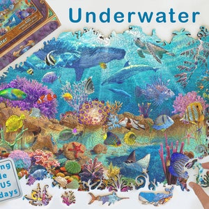 Wooden Jigsaw Puzzles For Adults - Underwater World, Fish Puzzle (400 Piece ) - Ukraine Sellers - Gifts for Best Friend - #013