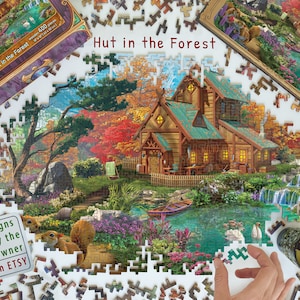 Wooden Jigsaw Puzzles For Adults - Wooden House near the Lake (200-400 Piece Wooden Jigsaw Puzzle) - #023