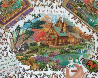 Wooden Jigsaw Puzzles For Adults - Wooden House near the Lake (200-400 Piece Wooden Jigsaw Puzzle) - #023