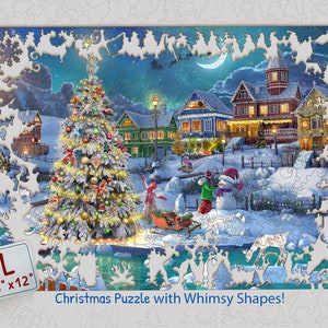 Christmas Wooden Jigsaw Puzzles for Adults - Christmas Village (400 pcs) - ukraine sellers - Christmas Games for Family - #034