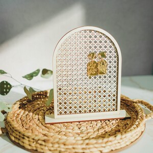 Rattan Earring Holder - Cane Earring Holder, Wood Stud Earring Holder - Boho Jewelry Display -