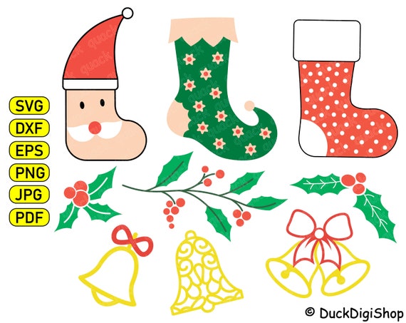 Download Mistletoe Clipart Holly Svg Christmas Socks Svg Etsy
