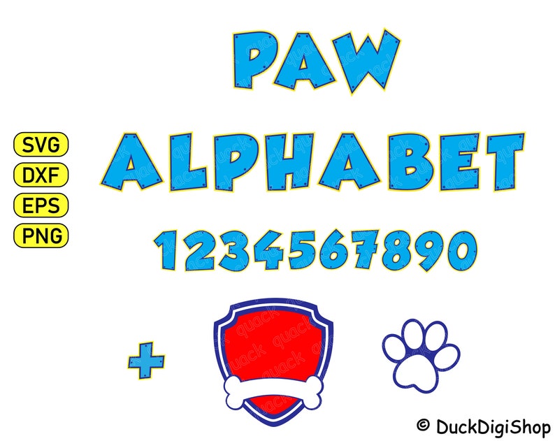 Download Patrol Font svg Paw alphabet svg Paw Letters svg Patrol | Etsy