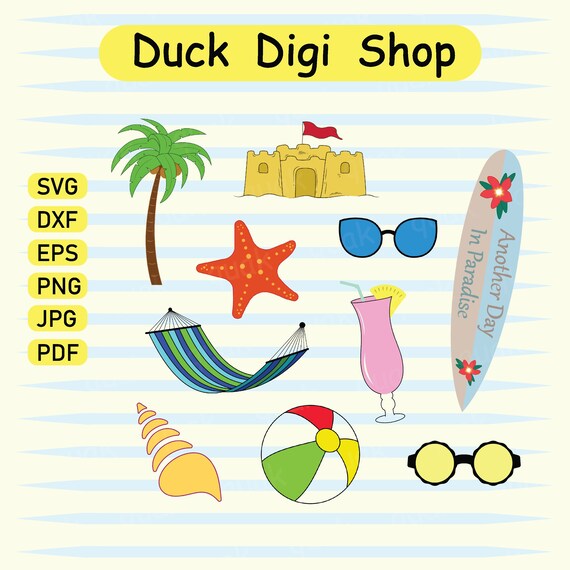 Download Summer Svg Hot Color Set Coctil Eps Beach Cricut File Summer Etsy