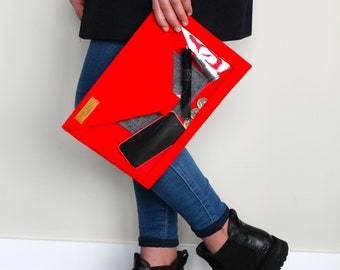 Sac à main rouge / rose embrayage / noir sac à main, sac de soirée bleu / original pochette en 11 couleurs ! Gris, vert, rouge chiné, marron, Orange
