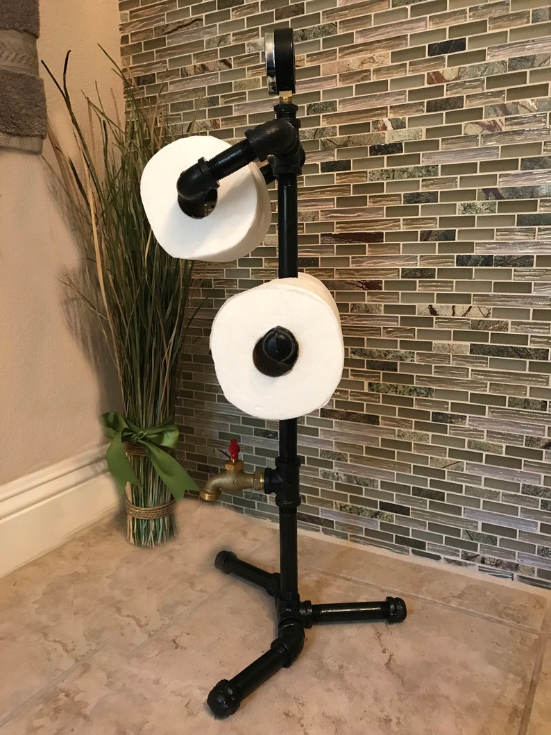 Freestanding Black Toilet Paper Holder Stand Storage for 3 Etsy