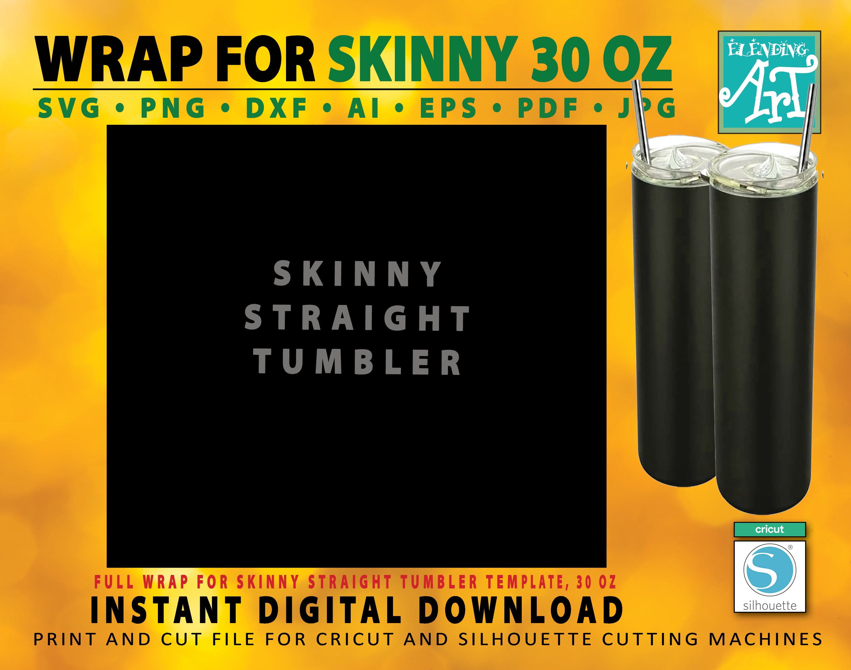 Stright Skinny Tumbler Template 30 Oz Full Wrap Mockup SVG Etsy