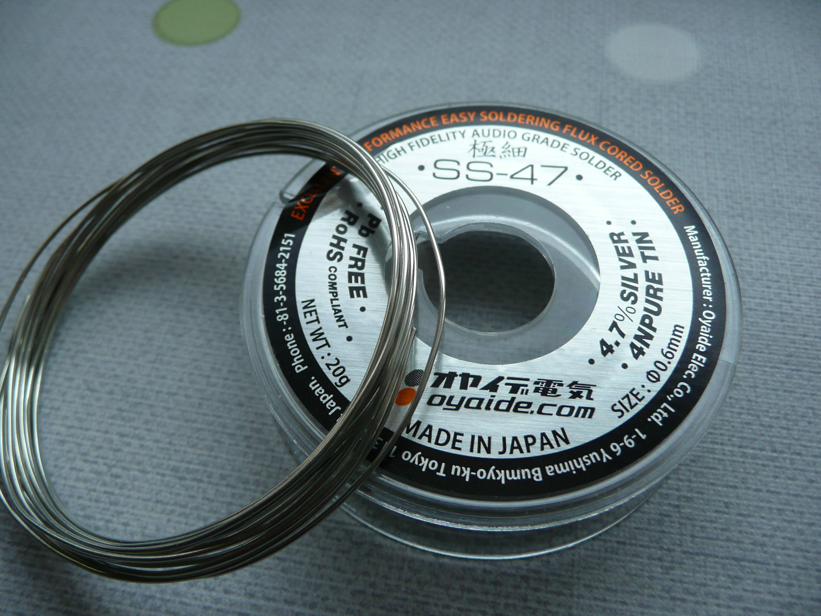 OYAIDE 0.6mm SS-47 Audio Grade Silver Solder Per Meter