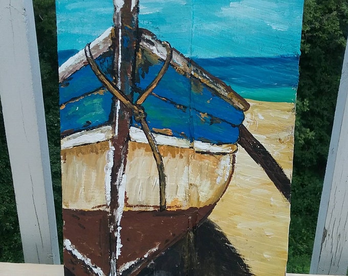 Handmade Acrylic Painting Boat Painting Wood Painting Etsy