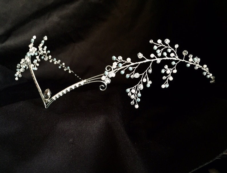 Circlet wedding headpiece bridal headpiece crown flower crown elf crown crystal crown moonstone crystal elven tiara fairy image 2