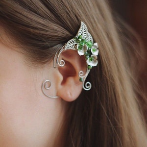 Boucles d'oreilles d'elfe | Boucles d'oreilles elfiques argentées | Boucles d'oreilles de fée | Boucles d'oreilles d'elfe | Tour d'oreilles | Oreilles de fée | Oreilles d'elfe | Oreilles de cosplay