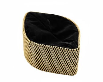 Black and Gold Net Oga Faaji African Native Hat Foldable Velvet Cap African Kufi Hat
