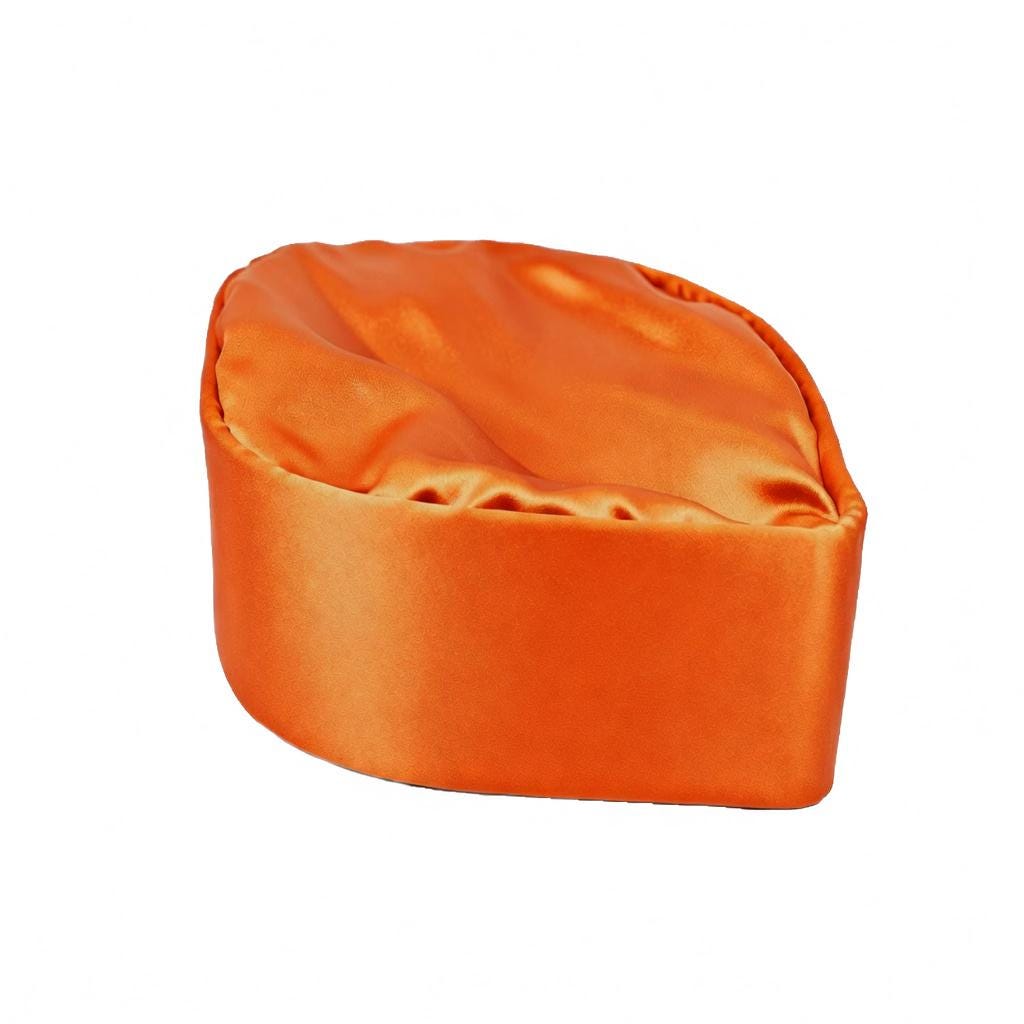 Orange Satin African Hat by Oga Faaji African Native Hat African Print Hat Velvet Kufi Muslim Hat Africa African Headwear Crown