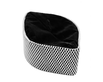 Black W/ White net Oga Faaji African Native Hat Foldable Velvet Hat