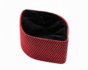 Black and Red Net Oga Faaji African Native Hat Foldable Velvet Cap African Kufi Hat
