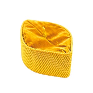 Mustard Net Oga Faaji African Native Hat Foldable Velvet Cap African Kufi