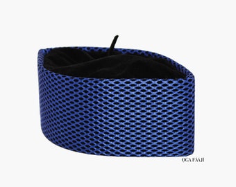 Black and Blue Net Oga Faaji African Native Hat Foldable Velvet Cap African Kufi Hat