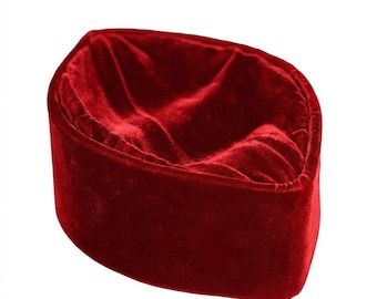 Red Oga Faaji African Native Hat Foldable Velvet Hat Kente Kufi Hat African Print Hat African Headwear Unique hats